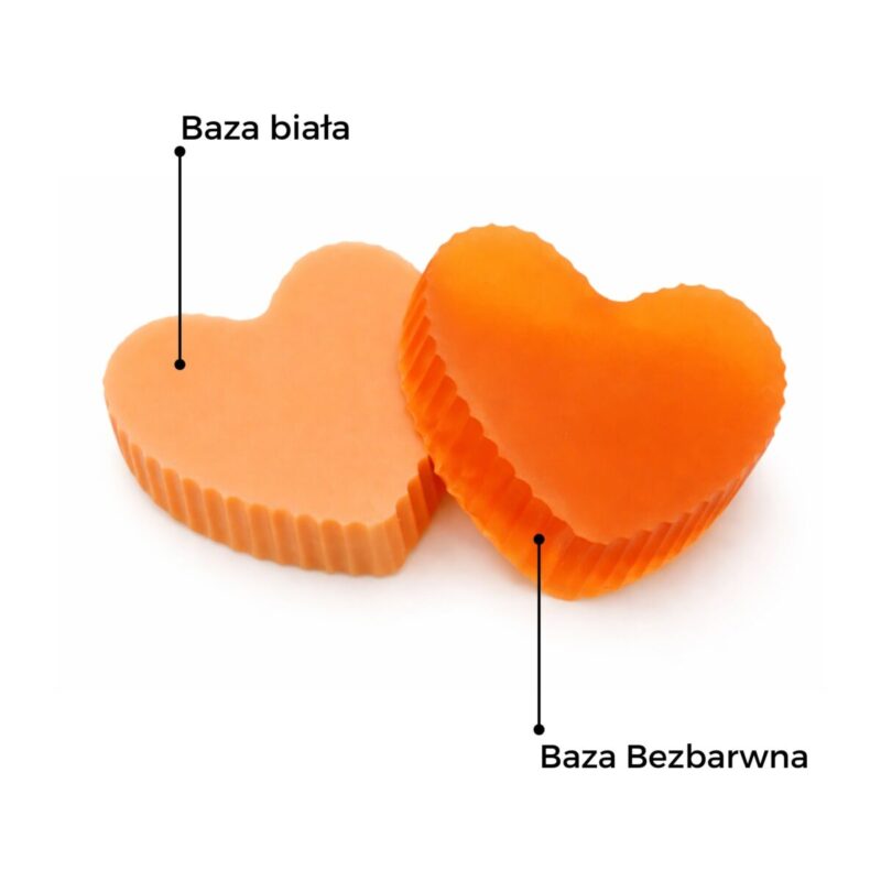 przykład mydeł z barwnikiem mandarin 30g z baza bezbarwna i biała