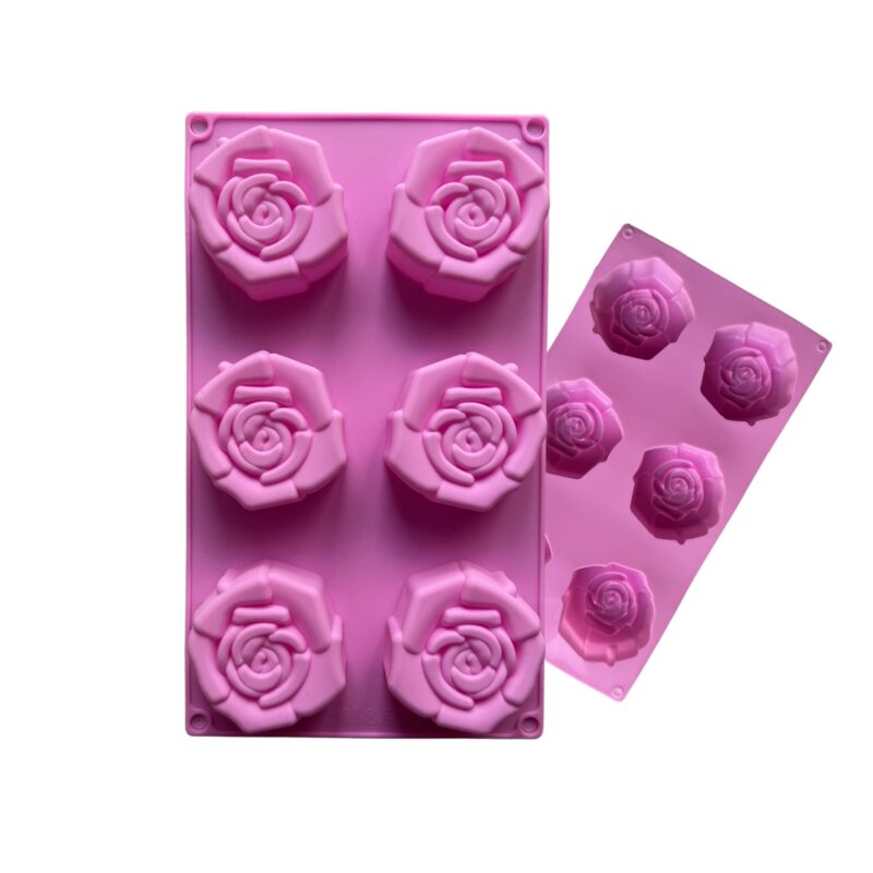 Forma silikonowa do mydełek z bazy glicerynowej oraz wosku sojowego Kolor różowy kształty kwiatów róży