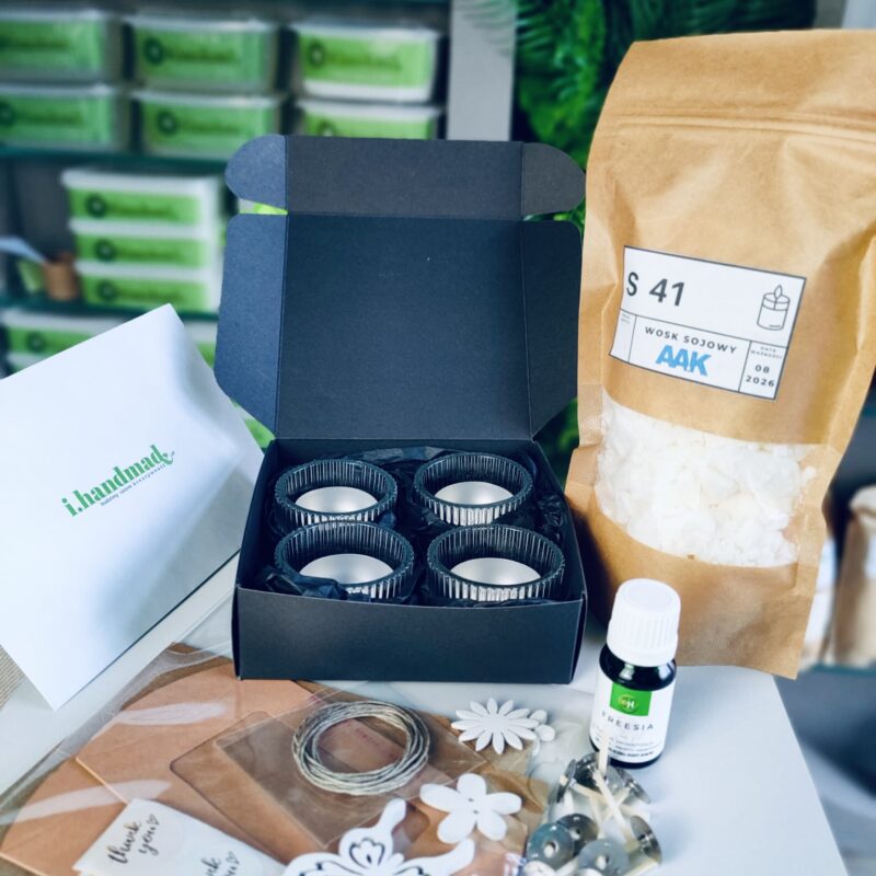 Zestaw prezentowy do zrobienia małych świeczek tealight cały komplet