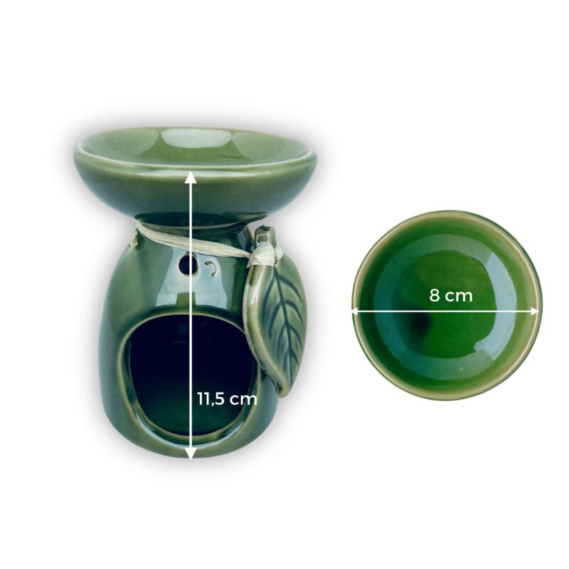 kominek zapachowy z listkiem idealni do każdego wnętrza kolor zielony duży