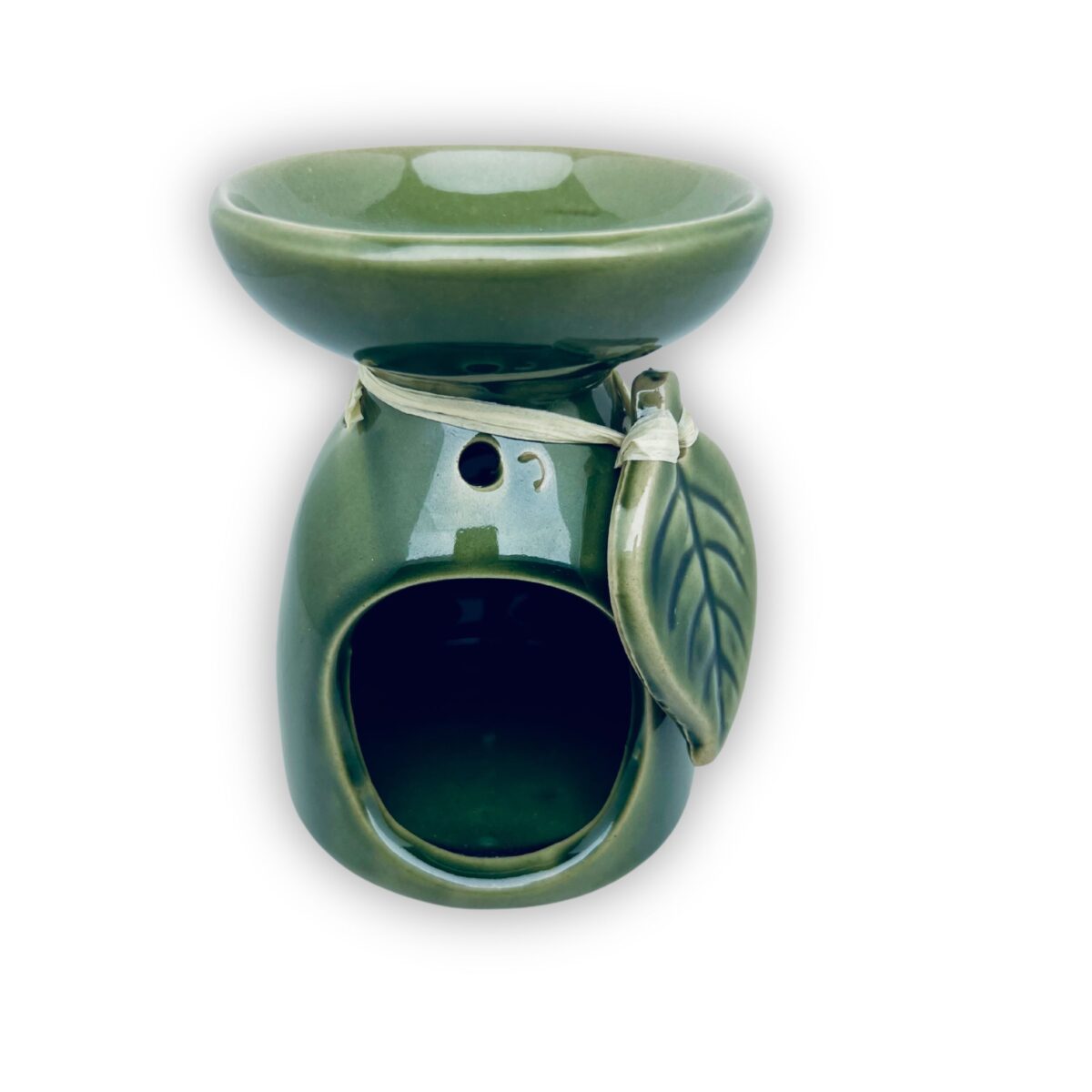 kominek zapachowy z listkiem idealni do każdego wnętrza kolor zielony duży