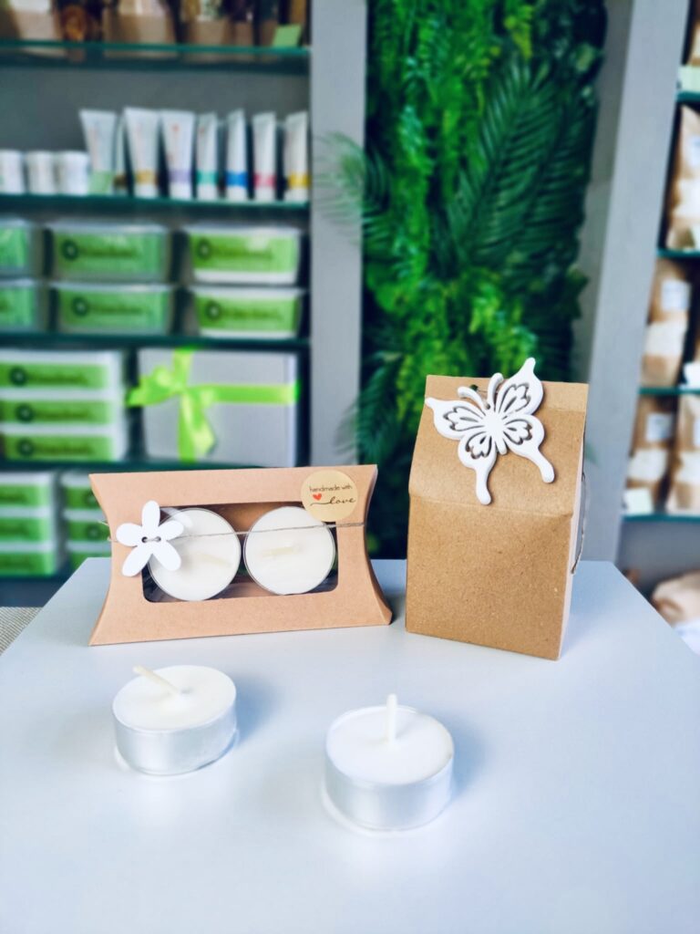 4 razy małe świeczki prezent swiąteczny zrób to sam oraz opakowania kratowe