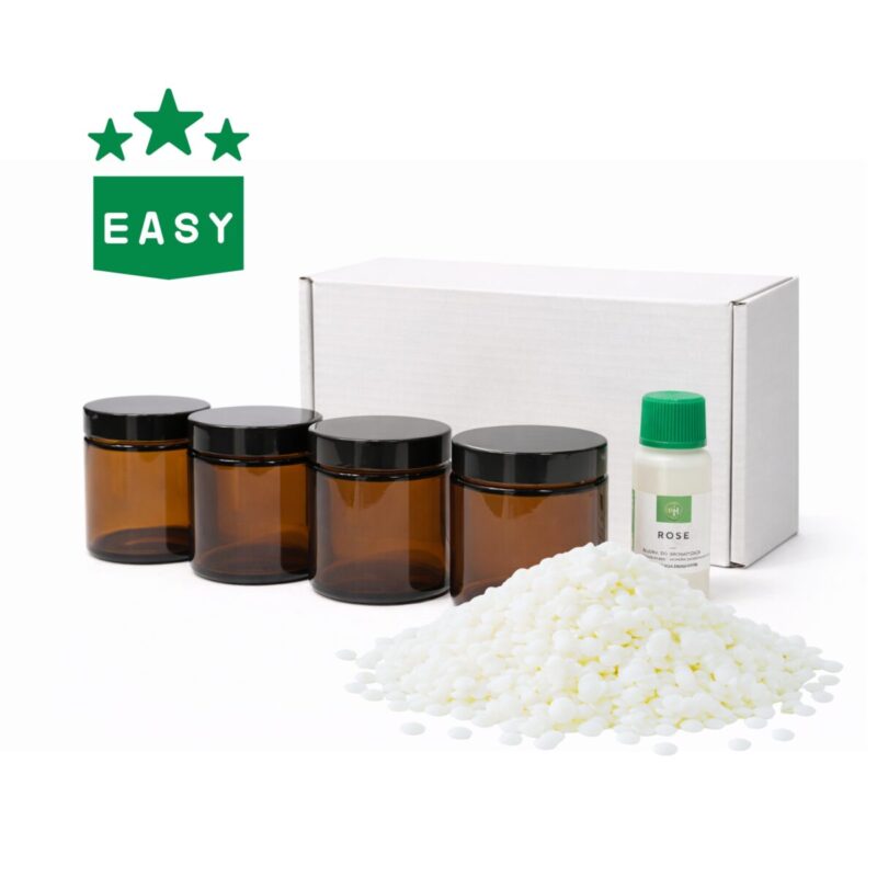 kompletny zestaw do robienia 4 świec sojowych w słoiczkach o pojemności 120ml