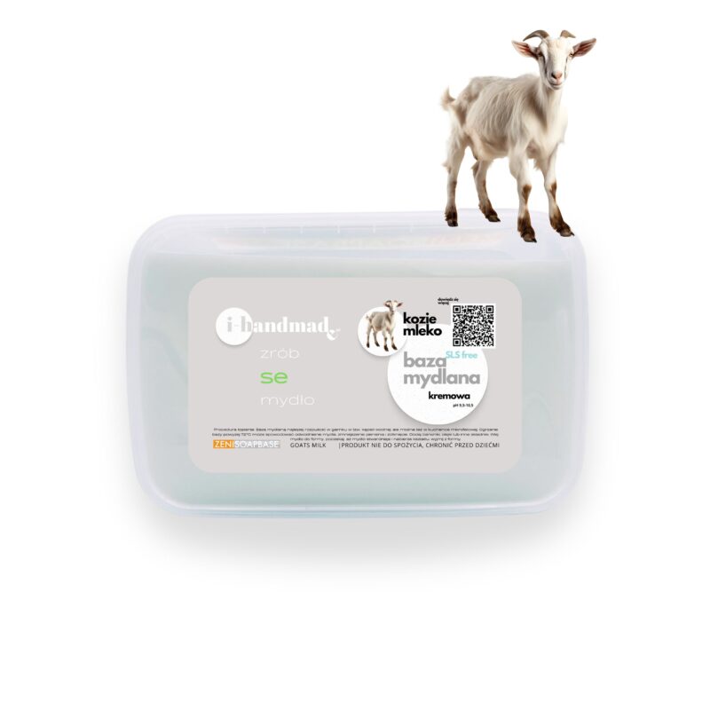 baza mydlana z dodatkiem koziego mleka biała w opakowaniu plastikowym 1 kg