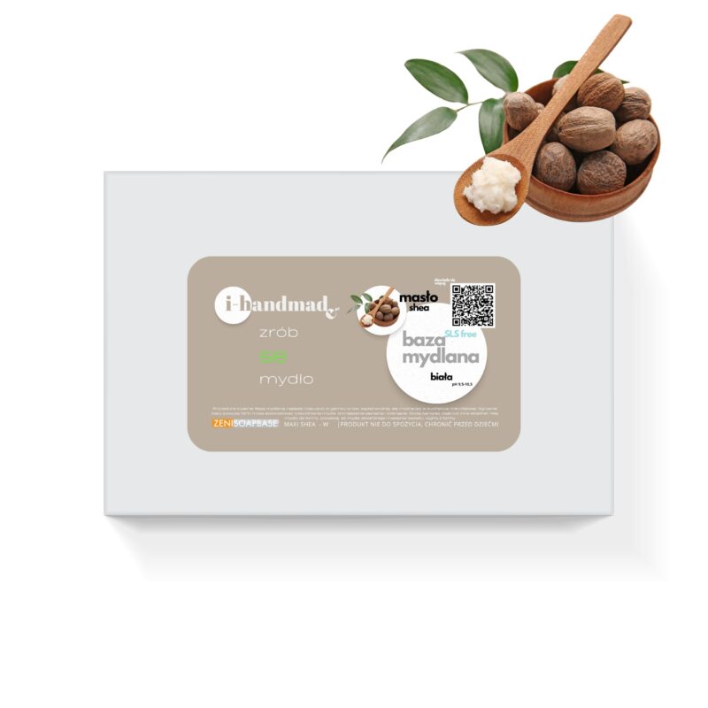 baza mydlana naturalna biała z dodatkiem masła Shea w opakowaniu kartonowym 10kg