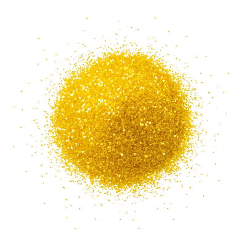 Brokat żółty do zdobienia i dekoracji kartek podarunkowych zapakowany w plastikowe pudełeczko 5g