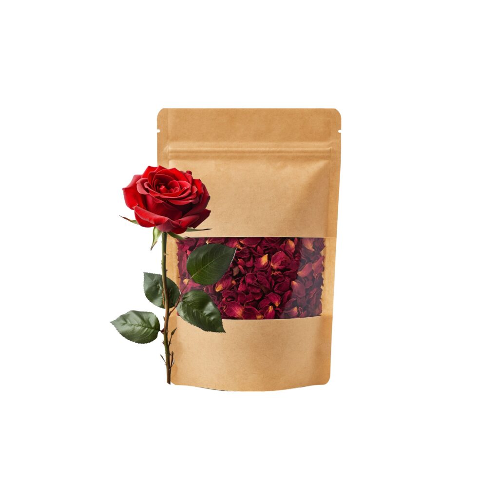 Suszone płatki róży idealne do mydełek glicerynowych i świec zapachowych. zapakowane w doypaku idealne do pracy handmade