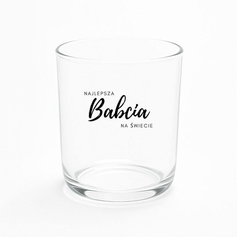 szkło okazjonalne na dzień babci, unikalny grawer koloru czarnego na przezroczystym naczyniu szklanym doi świec