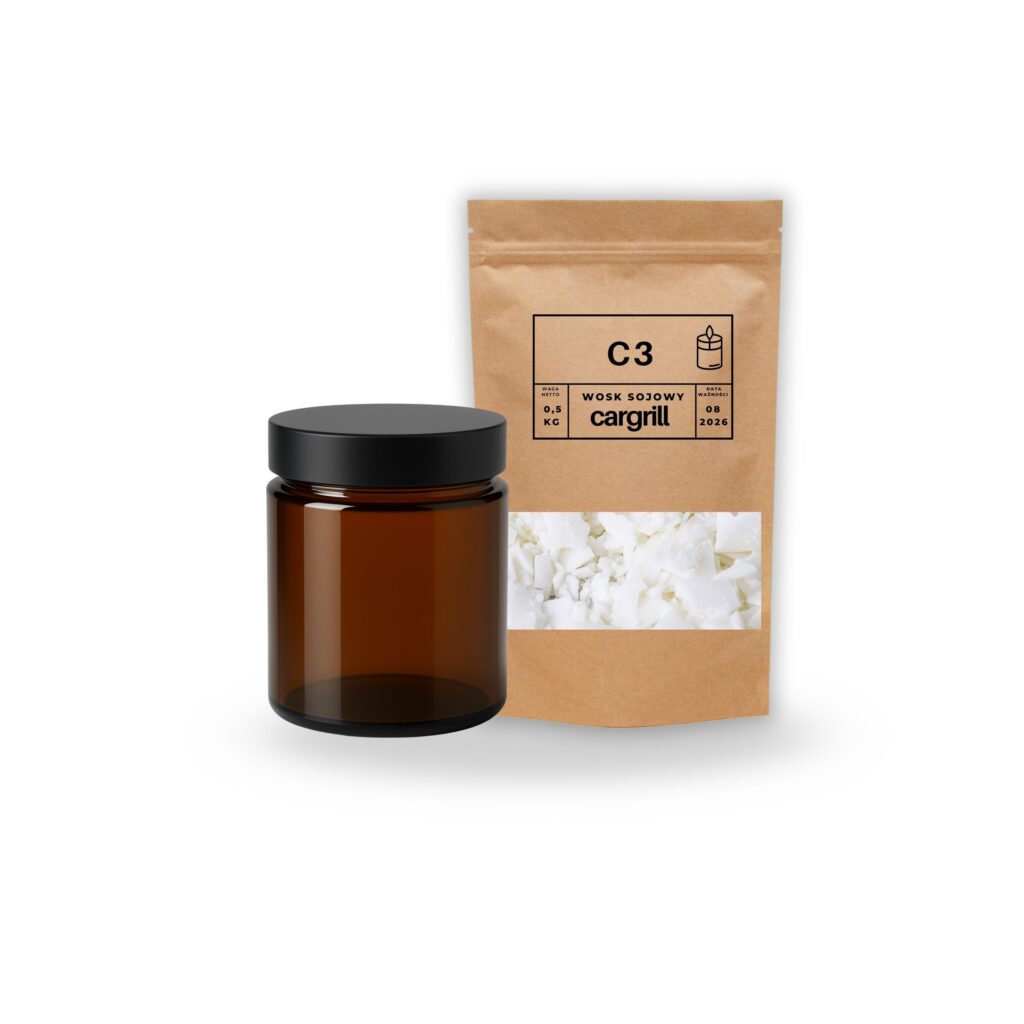 zestaw zrób świece minimalistyczny na zdjęciu szkło do zalewu świec i wosk C3