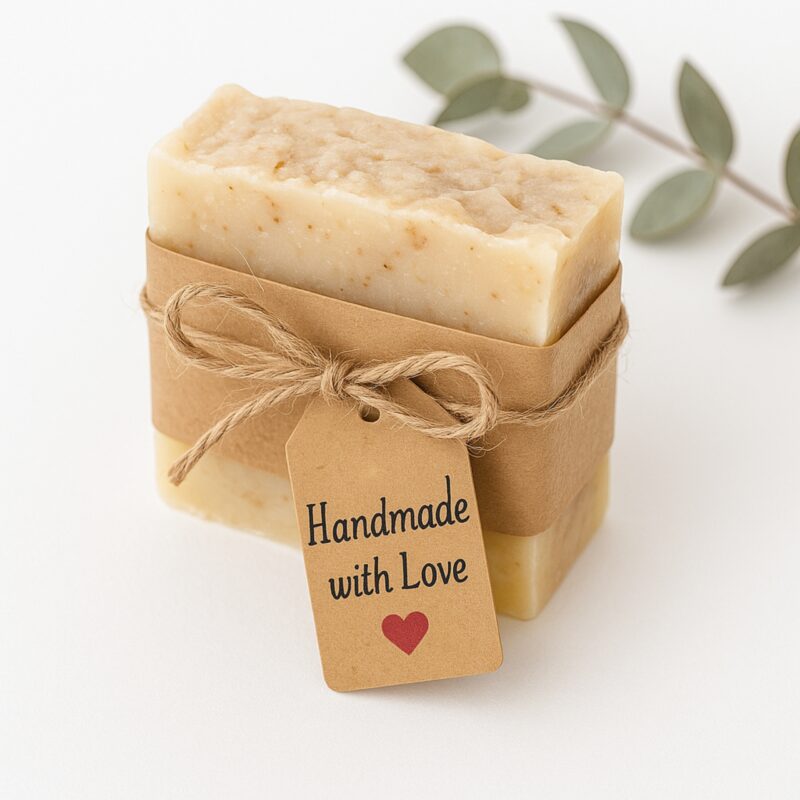 mydło handmade z przykładowym zastosowaniem naszej zawieszki handmade