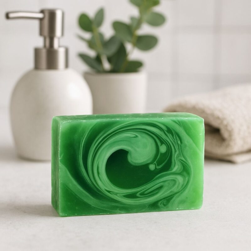 mydło z bazy mydlanej ~SWIRL bezbarwnej i białej kolor zielony