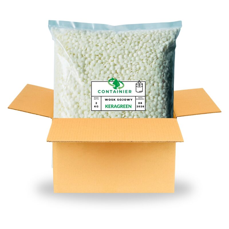 Wosk sojowy Keragreen Container 2 kg - Do świec w pojemnikach + gratis