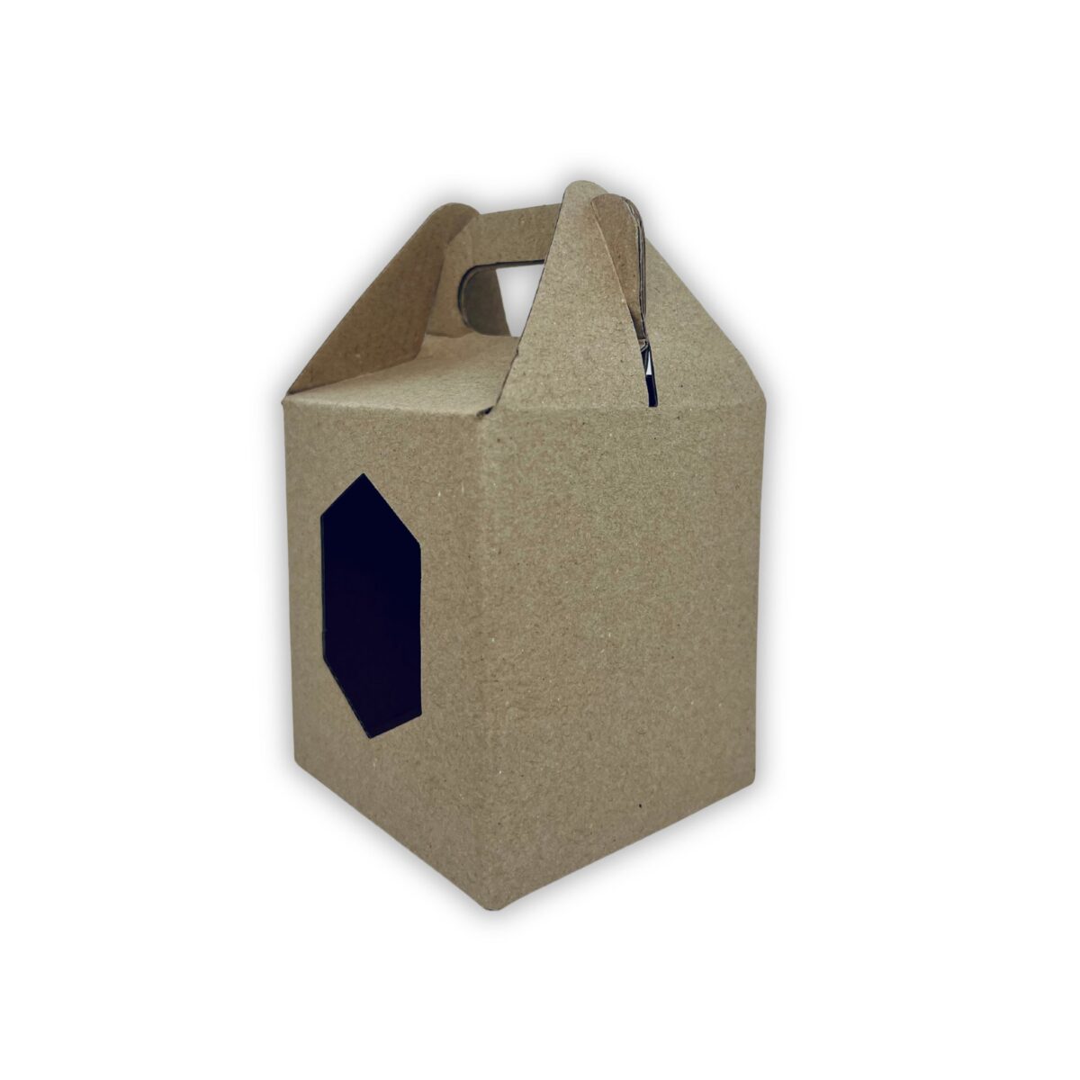 pudełko kratowe z okienkiem i uchwytem na świece zapachową handmade z drugiego boku