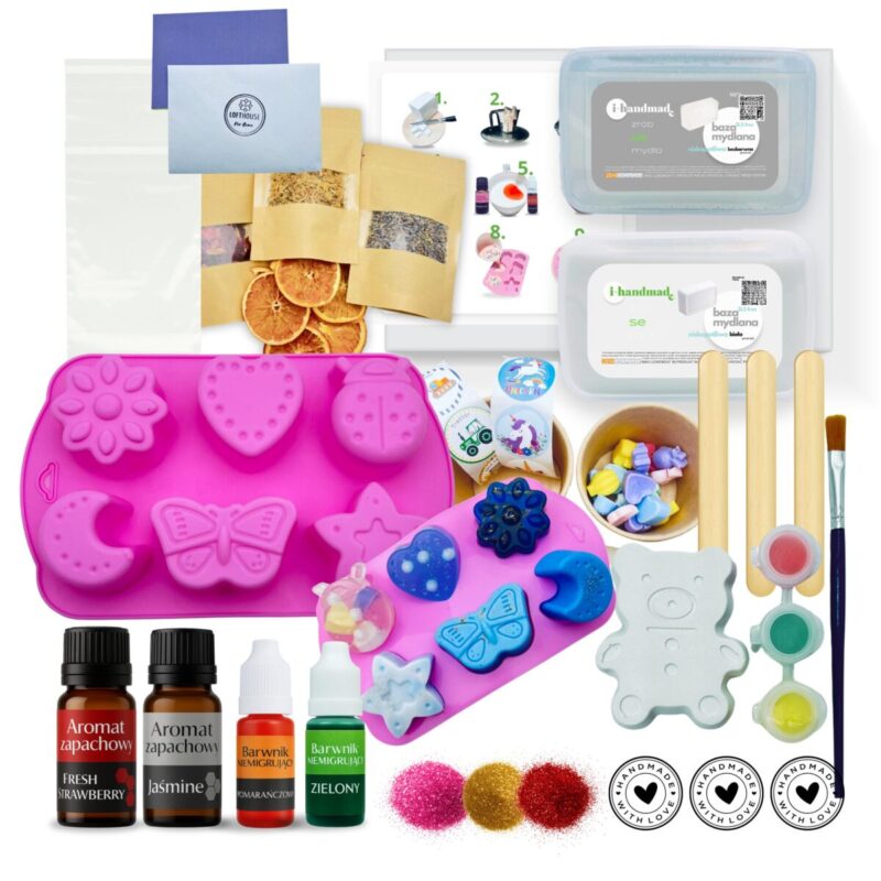 duży zestaw do samodzielnego wykonywania mydełek dla dzieci i dorosłych