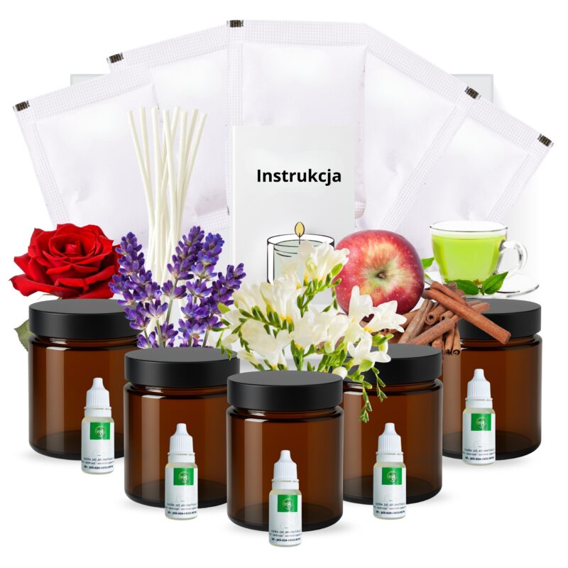 zestaw do robienia świec 5 raz szkło 5 x wosk sojowy 5 x olejek wszytko żeby samodzielnie wykonać świece sojową