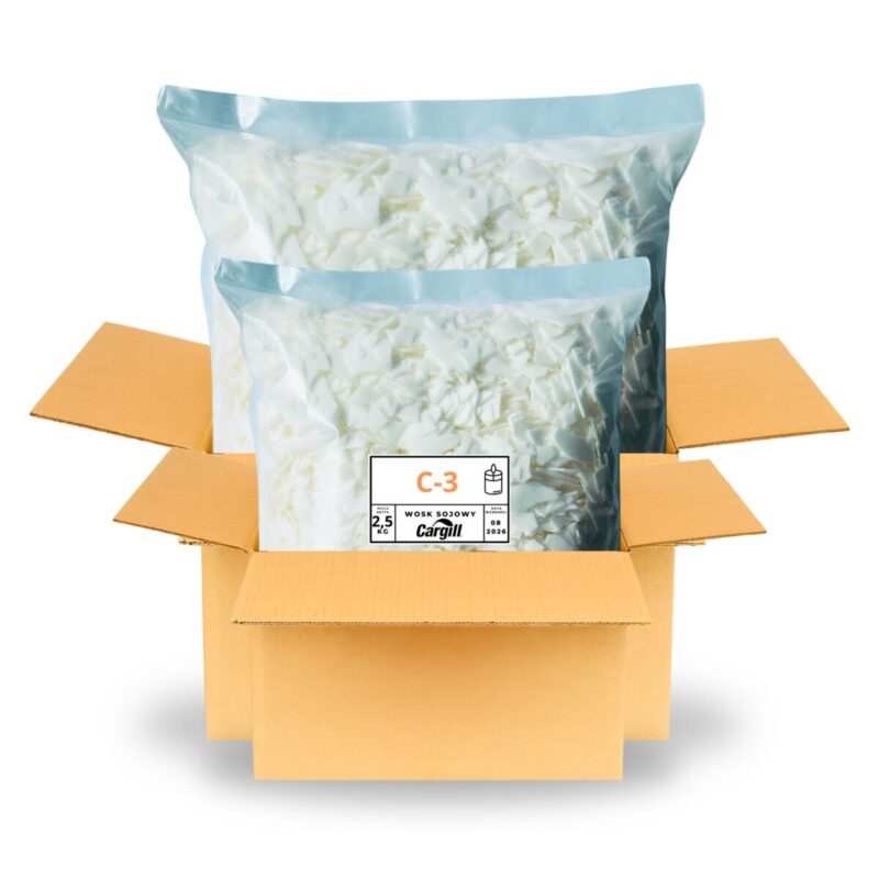 Wosk sojowy do świec zalewanych w naczyniach C3 Cargill płatki pojemność 5 kg