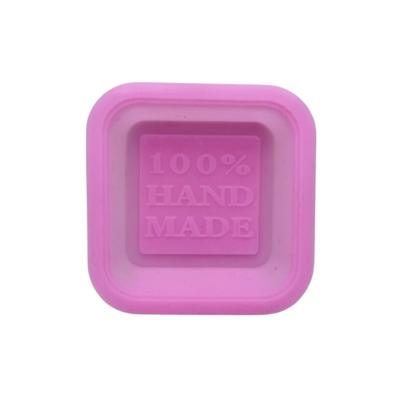 Foremka kwadratowa do bazy mydlanej z napisem 100% handmade