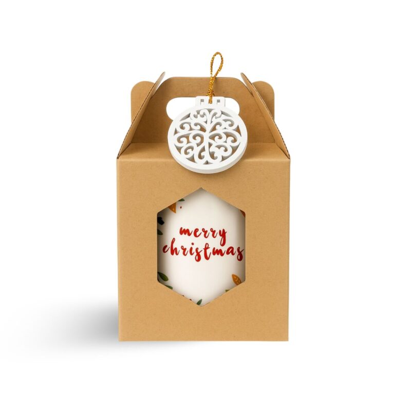 Kominek do wosków sojowych i olejków zapachowych biały z motywem świątecznym