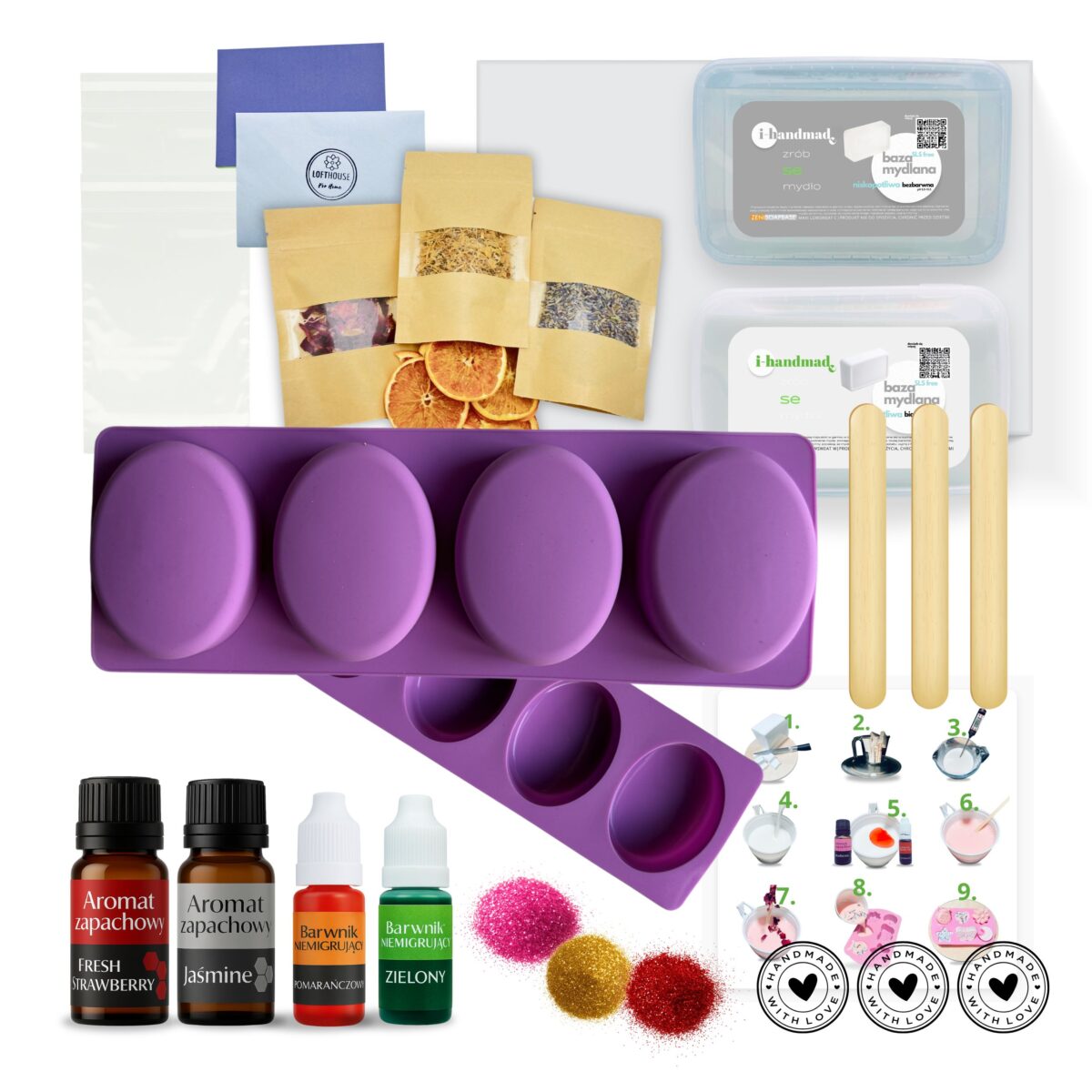 Zestaw do wykonywania mydłek dla dorosłych 4 x mydełko owalne