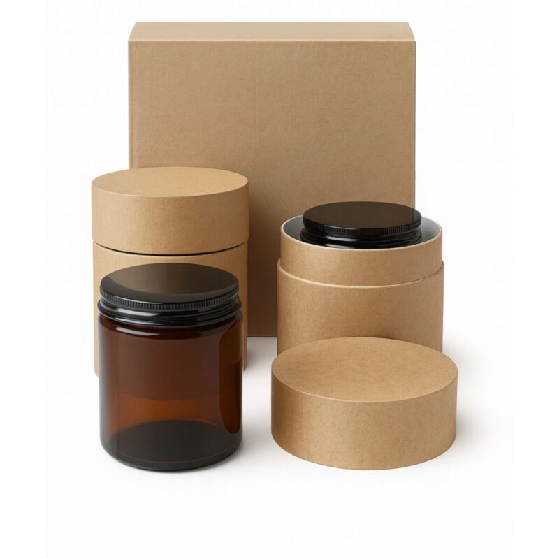 zestaw do świec 2 pudełka kratowe tuby, 2 szłkłą 250 ml i pudełko do wysyłki