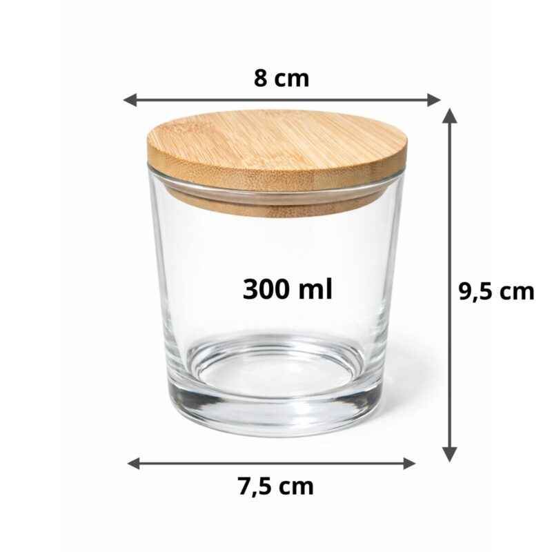 Szkło do zalewu świec 300ml bezbarwne wymiaryy 9,5 x 8 cm
