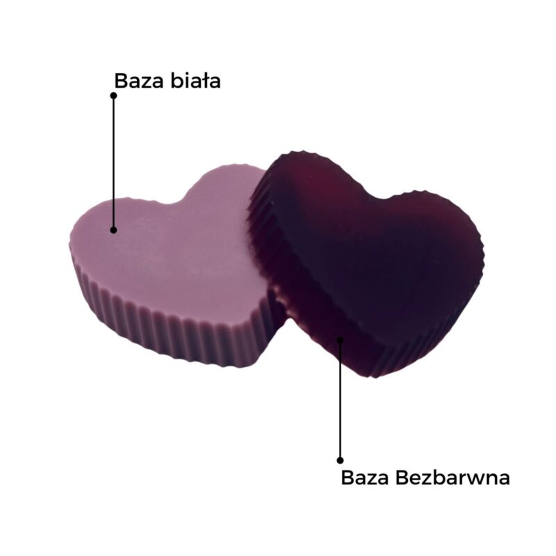 przykład mydełek z barwnikiem Vin Rouge na bazie białej i bezbarwnej