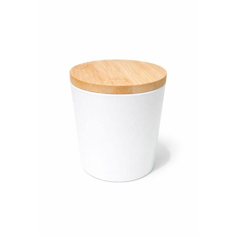 Szkło do świec biały mat 200 ml z drewnianą zakrętka