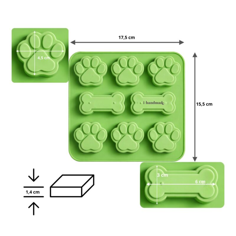 foremka do gipsu bazy mydlanej wosku w kształcie łapek oraz kości wymiary