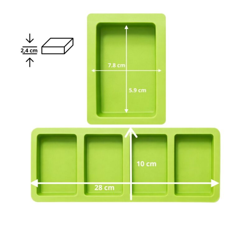 foremka silikonowa do robieni mydełek z bazy mydlanej glicerynowej 4 x prostokątna kostka zrob-mydlo.pl