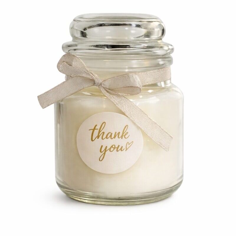 Świeca sojowa w szklanym słoiczku 80 g – elegancki upominek dla gości